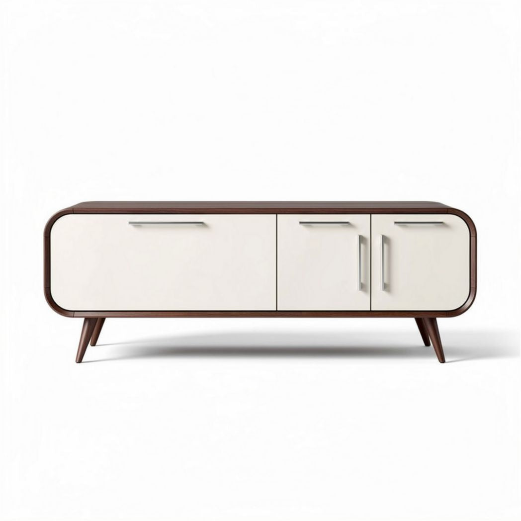 TV-meubel van hout en MDF met twee deuren en ronde hoeken 150 x 45 x 50cm