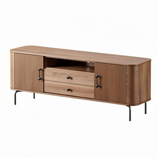 Kast van hout met lades en open vakken 120 x 40 x 45cm bruin