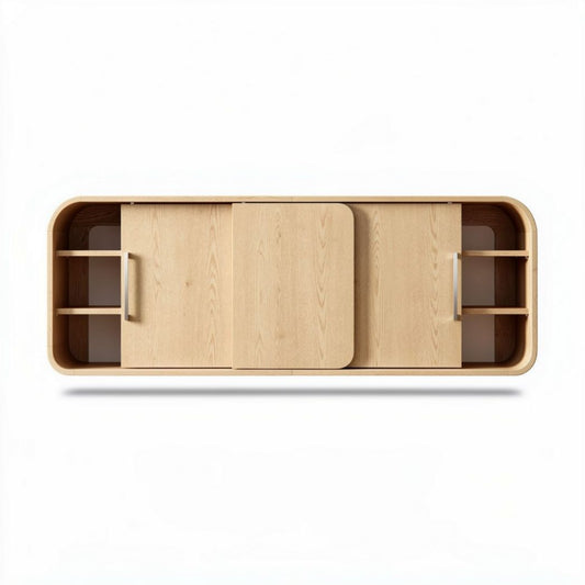 Wit wandmeubel met schuifdeuren van MDF in afmetingen 160 x 40 x 30cm