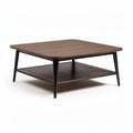 Salontafel van hout met metalen onderstel en opbergrek 100 x 100 x 40cm