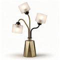 Tafellamp met drie glazen schaduw in zwart en goud 30 x 30 x 50cm