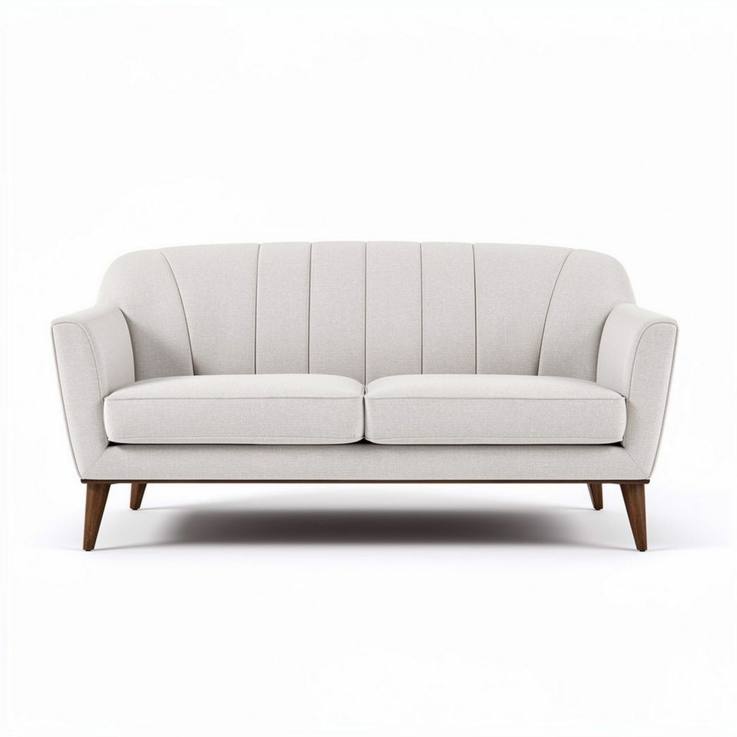 Bank grijs stof met houten poten afmetingen 180 x 80 x 85 cm