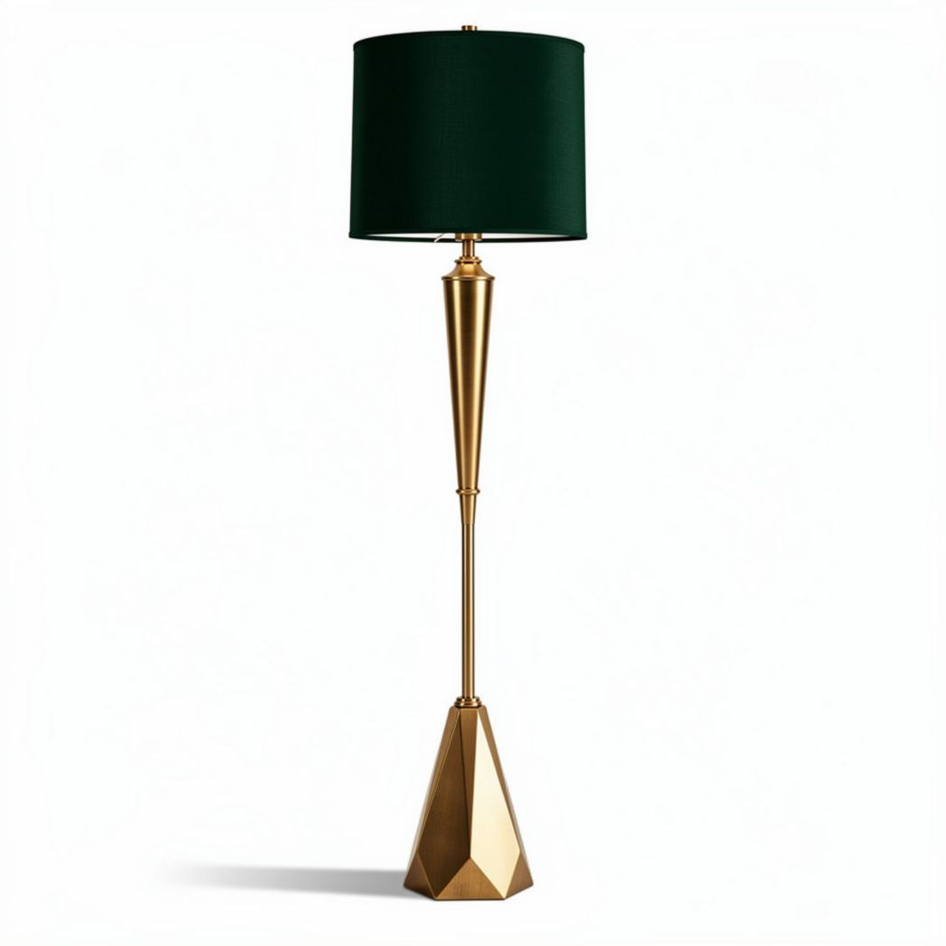 Staande lamp van metaal en textiel met groene lampenkap 25 x 25 x 150cm